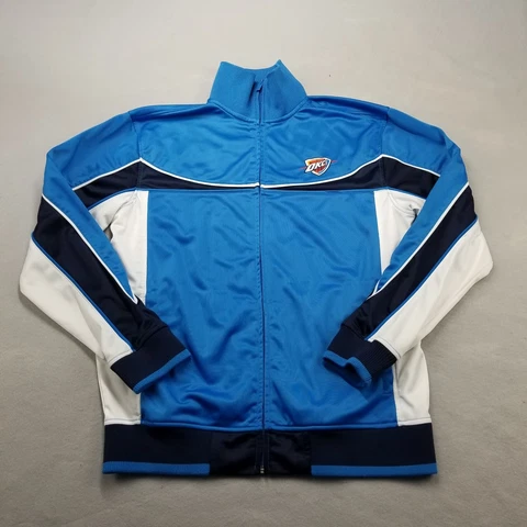 Oklahoma City Thunder Jacket Mens Size XL Blue Track Warm Up Full Zip NBA Cover
