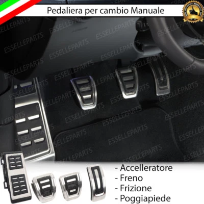 KIT COPRIPEDALI COPRI PEDALI PEDALIERA IN ALLUMINIO VW GOLF 8 STILE R-LINE - Immagine 1 di 4