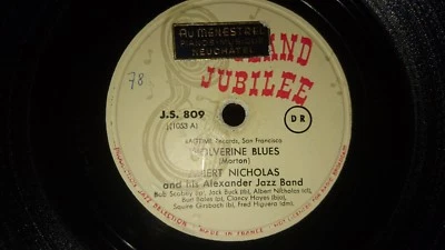 ALBERT NICHOLAS WOLVERINE BLUES BEALE STREET  JAZZ SELECTION FRANCE JS 809 78RPM - Image 1 of 2