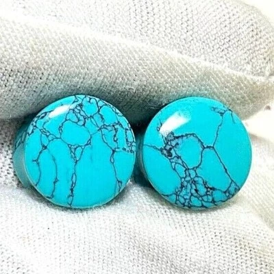 Blue Turquoise Ear Plugs, Double Flare, Beautiful Handmade PAIR  Size 3mm to 50 - Image 1 of 4
