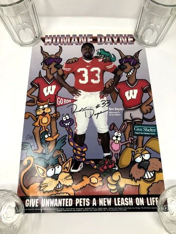 Wisconsin Badgers #33 Ron Dayne Humane Dayne Poster 12" x 18" 1990's Authentic Cover