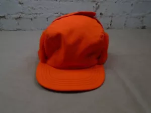 Vintage Thinsulate Trapper Hunting Hat Cap Large Ear Flaps Blaze Orange USA MADE - Picture 1 of 7
