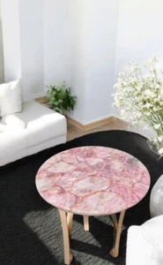 24" Elegant Rose Quartz Gemstone Counter Top Coffee Table Luxury Hotel Furniture - Picture 1 of 7