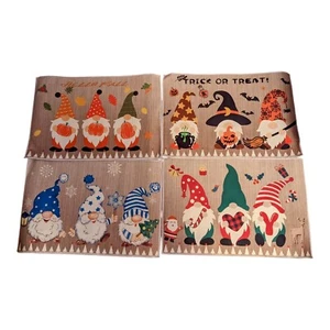 NIB 4 Fall Halloween Christmas Winter Welcome Door Mats 16 x 24 Inch Gnomes - Picture 1 of 8