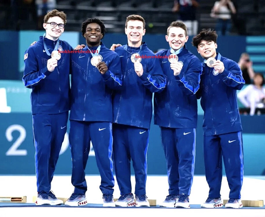 OLYMPICS 2024 Photo 4x6 USA Men's Gymnastics Team Bronze Medal Summer Paris - Image 1 of 1