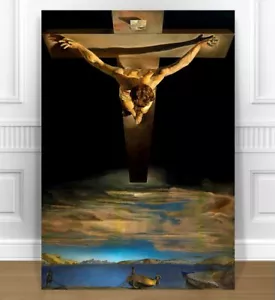 SALVADOR DALI CHRIST ON THE CROSS ST JOHN CANVAS PRINT 16x12" SURREAL ART - Picture 1 of 1