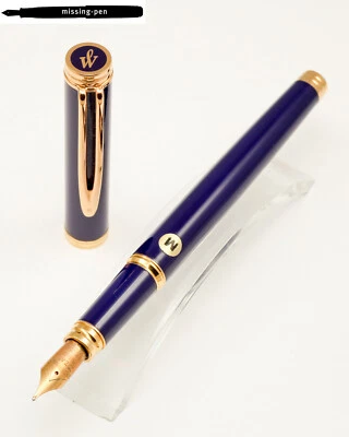 Pluma Estilográfica Waterman Gentleman Cartuchos en Azul Oscuro-Dorado con 18 K M-nueva en Caja (2) Foto 1 de 4