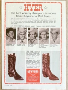 1965 Stivali da Cowboy Hyer Olathe Kansas STAMPA ANNUNCIO indossati da questi campioni di rodeo - Foto 1 di 1