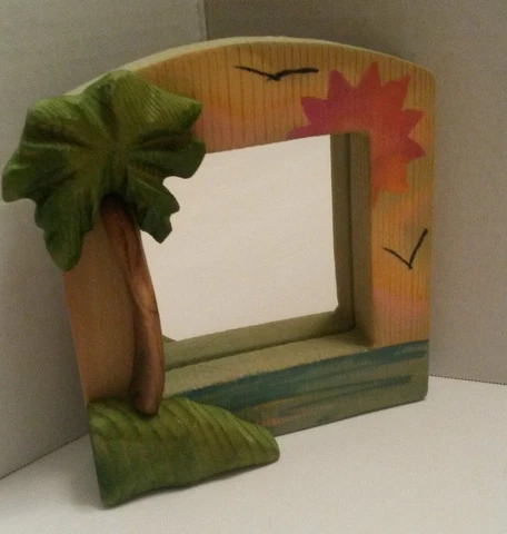 Barbara Sorenson Wood Sculpture Mirror Palm Tree Beach Sunset Vintage 1999 Cover