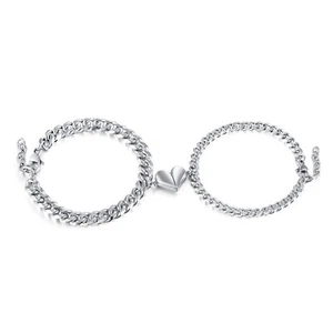 Pärchen Armbänder Edelstahl Partner Herz Anhänger Armkette Damen Herren Liebe - Imagen 1 de 6