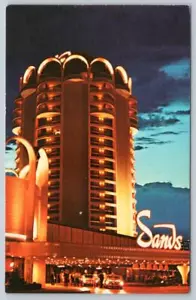 THE SANDS HOTEL LAS VEGAS NEVADA 1960-70 VISTA NOCTURNA RESORT POSTAL - Imagen 1 de 2