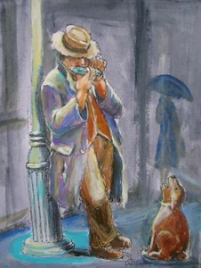 ORIGINAL PETER ATKINS UNITED ARTISTS WATERCOLOUR MUSICAL CHUMS PAINTING - Picture 1 of 1
