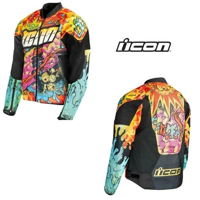 Icon Overlord3 Scatterbrain Street Motorcycle BLack/Orange Yellow Jacket - Image 1 of 4