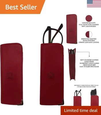 Compact Full Grain Leather Eyewear Holder | Chamois Lined for Scratch Protection - Image 1 of 4