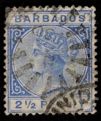 Barbados QV 1882  SG93 2.5d ultramarine Used - Image 1 of 2
