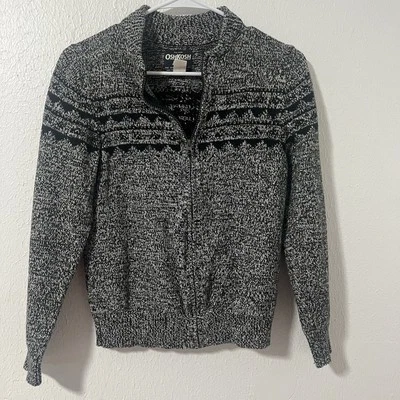 Suéter OshKosh B’gosh para niño talla 12 blanco y negro jaspeado cremallera completa usado en excelente estado informal Foto 1 de 4