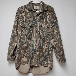 Vintage Mossy Oak Treestand Chamois Shirt Mens XL Faded Hunting Camo Button - Picture 1 of 12