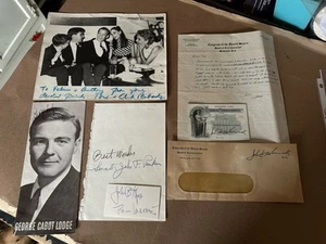 Massachusetts Political Autograph Lot John Hynes Peabody Speaker McCormack Lodge - Picture 1 of 14