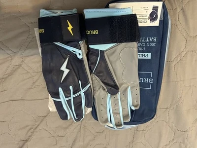 Bruce Bolt Adults' Premium Pro Long Cuff Batting Gloves Blur Size L