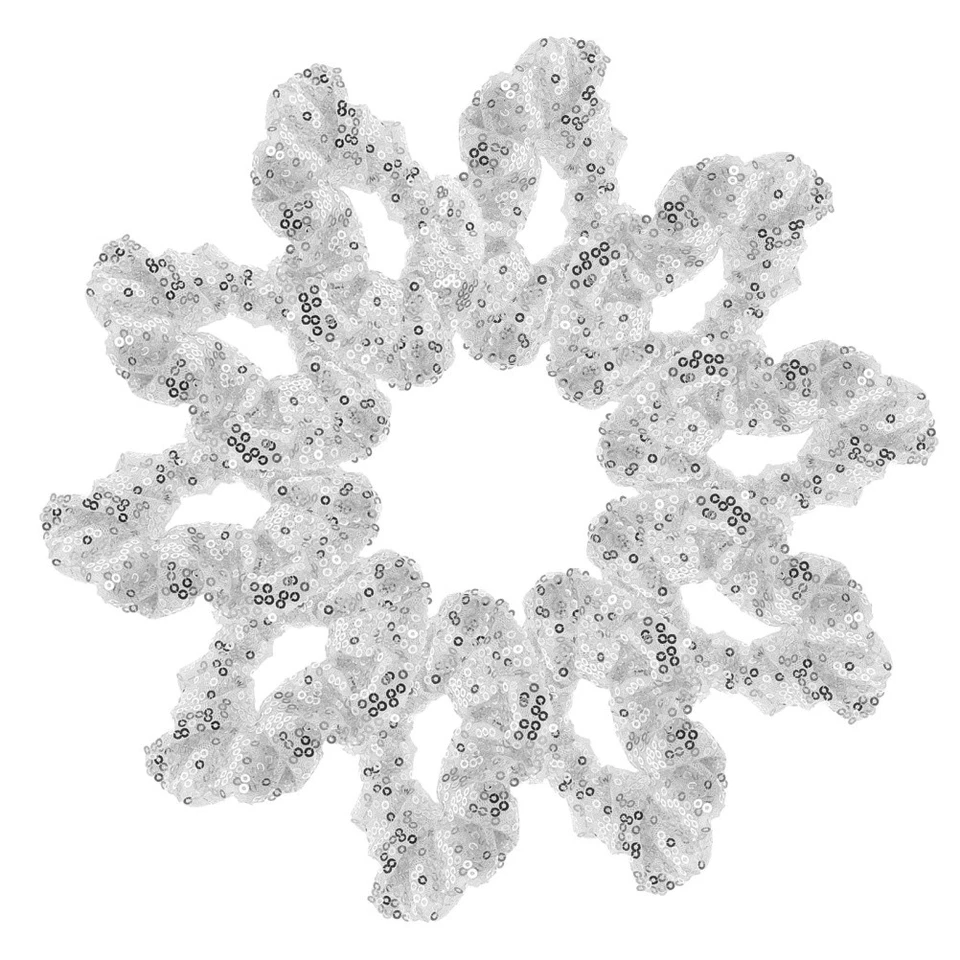  10 Pcs Scrunchies Per Capelli Glitter Gioielli Fasce Elastiche Donna - Immagine 1 di 4
