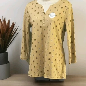 Kim Rogers Pullover Henley Camicia Top Tunica Taglia S Perfettamente Morbido Cotone! Scollo a V - Foto 1 di 7