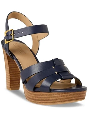 Sandalias de plataforma de cuero azul Lauren Ralph Lauren Foto 1 de 4