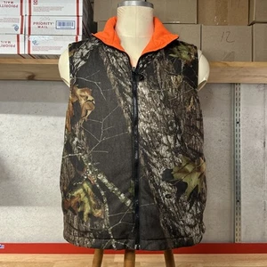 Woolrich Reversible Hunting Vest Orange Camo Mossy Oak Men’s M Medium Full Zip - Picture 1 of 9