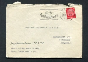 Deutsches Reich 2.WK : Schöner Brief von 1940 - Bonn 1 - Spruchstempel - gebraucht - Bild 1 von 1