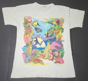 vintage 80s 90s TROPICAL FISH CORAL REEF OCEAN T-Shirt Size Large  - Picture 1 of 10