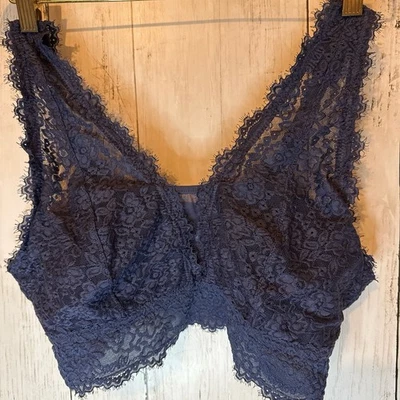Aerie Real Good Lace Bralette Lightly Lined, Size XL , Navy - Image 1 of 4