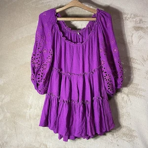 Free People Mini Dress Woman’s XS Island Bloom Celeste Cutwork Tunic Boho - Picture 1 of 15