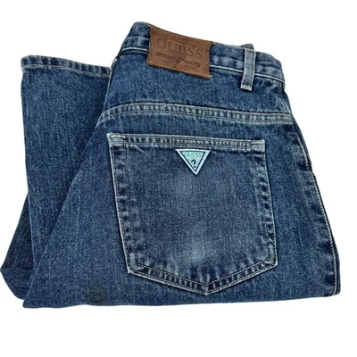 Vintage Guess Jeans Mens 33x32 (32x32 ACTUAL) Green Triangle Pascal Tapered USA - Image 1 of 4