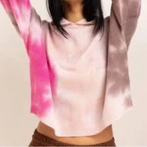 Crush cashmere pink purple tie dye hooded long sleeve sweater - Picture 1 of 6
