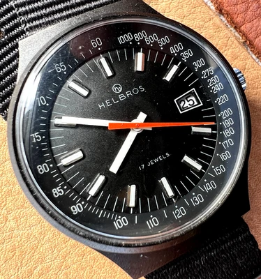 Vintage Helbros military pvd on steel metal watch Swiss 1975 17 jewels Works - Image 1 of 4