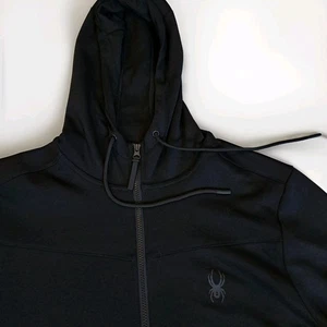 Sudadera con capucha Spyder negra con cremallera completa bolsillos elásticos talla grande para hombre - Imagen 1 de 12