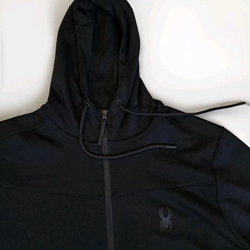 Sudadera con capucha Spyder negra con cremallera completa bolsillos elásticos talla grande para hombre Foto 1 de 4