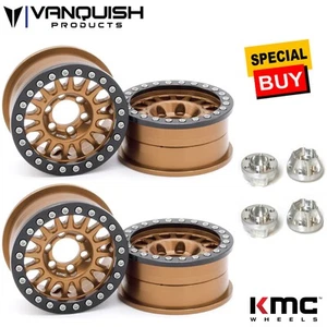 Vanquish 1.9 Aluminum KMC KM445 Impact Beadlock Bronze Wheels (4) w/ Hubs (4) - Picture 1 of 1