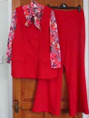 mod / 60s red  tunic  trousers suit size 12 / 14 - Image 1 of 4