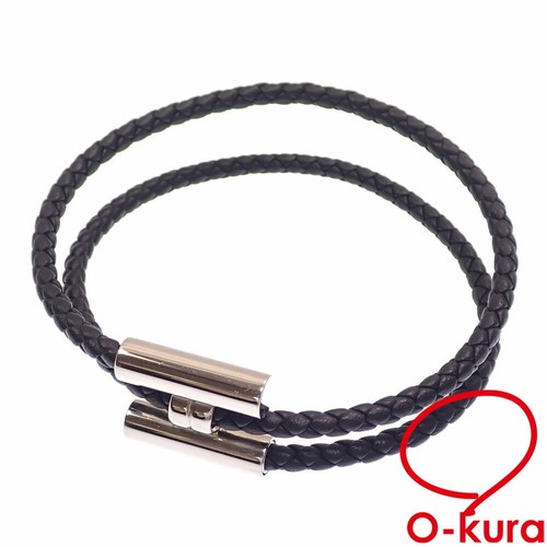 HERMÈS Bracciale unisex Y0719 Hermes Tourni Tresce pelle e metallo usat