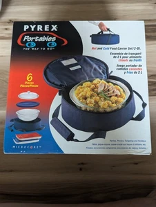 Pyrex Portables Hot & Cold Food Casserole Carrier Set 2 Qt - Brand New - Picture 1 of 5