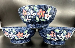 3 Set Japan Stoneware Sakura Rice Noodle Bowls 6.5" Cherry Blossoms Scallop Edge - Picture 1 of 9