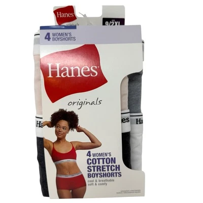 Pantalones Cortos Hanes Originals Para Mujer 2XL Talla 9 Algodón Elastizados Ropa Interior Transpirable Foto 1 de 4