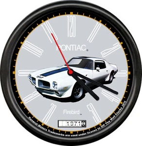 Licensed 1971 Pontiac Firebird White Muscle Car General Motors Sign Wall Clock - Picture 1 of 1