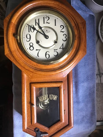 Vintage D&A School House Regulator Wall Clock Pendulum Mechanical Chime Cover