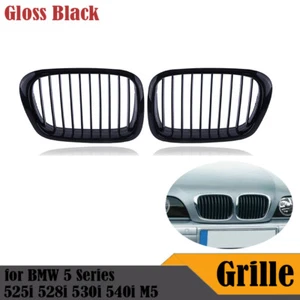 2x Gloss Black Sport Bumper Grille Grill For BMW E39 5 Series E39 M5 97-03 - Picture 1 of 8