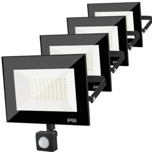 LED Fluter Strahler Tageslicht Bewegungsmelder Außenleuchte Scheinwerfer Garten - Bild 1 von 20