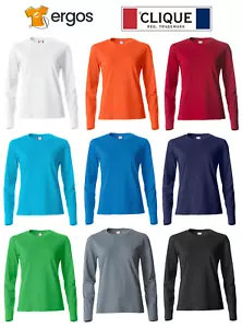 CLIQUE T-shirt Maglietta BASIC-T LADIES Maglia Manica Lunga Donna 100% Cotone - Foto 1 di 33