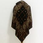 TINO LAURI CHECK  CATS BROWN SQUARE  silk scarf 36/34 in  #A185