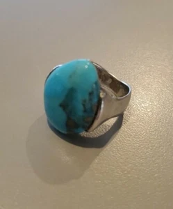 Barse Stamped 925 Sterling Ring With Teardrop Turquoise Stone - think it's 6.5-7 - Picture 1 of 3