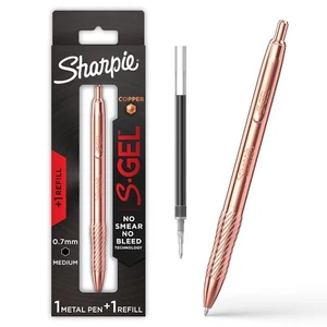 S-Gel Gel Pen Copper Metal Body Medium Point 0.7mm Black Ink Includes 1 Pen a... - Picture 1 of 5
